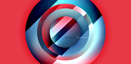 Circles with glossy surface and light and shadow effects abstract background. Template for covers, templates, flyers, placards, brochures, bannersのイラスト素材