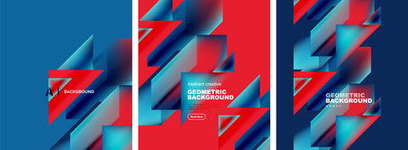 Set of abstract backgrounds. Overlapping geometric elements composition. Vector Illustration For Wallpaper, Banner, Background, Card, Book Illustration, landing pageのイラスト素材