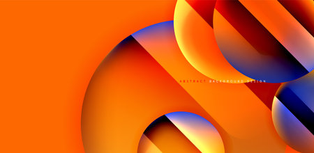 Colorful shiny and glossy circles abstract composition with light and shadow effects, geometric vector abstract backgroundのイラスト素材