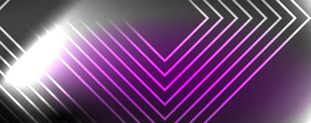 Neon glowing techno lines, hi-tech futuristic abstract background template. Vector illustration for wallpaper, banner, background, leaflet, catalog, cover, flyerのイラスト素材