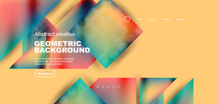 Geometric elements - squares and triangles composition background.
