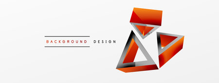 Triangle abstract background. 3d vector basic shape technology or business concept composition. Trendy techno business template for wallpaper, banner, background or landingのイラスト素材