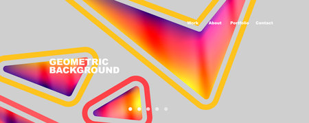 Bright colorful triangular shapes abstract background with fluid color effect. Glass, light and...