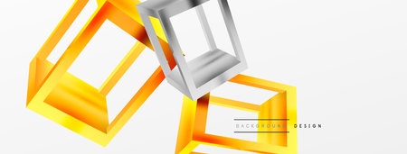 3D cube shapes vector geometric background. Trendy techno business template for wallpaper, banner, background or landingのイラスト素材