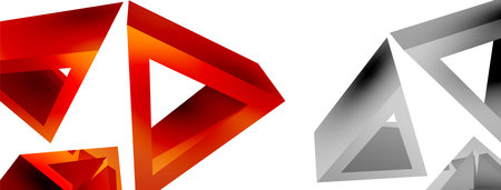 Triangle abstract background. 3d vector basic shape technology or business concept composition. Trendy techno business template for wallpaper, banner, background or landingのイラスト素材