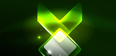 Neon glowing techno lines and arrows, hi-tech futuristic abstract background templateのイラスト素材