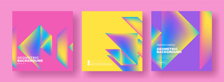 Set of abstract backgrounds - overlapping triangles with fluid gradients design. Collection of covers, templates, flyers, placards, brochures, bannersのイラスト素材