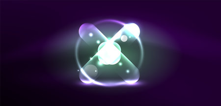 Abstract glowing neon light techno circles backgroundのイラスト素材