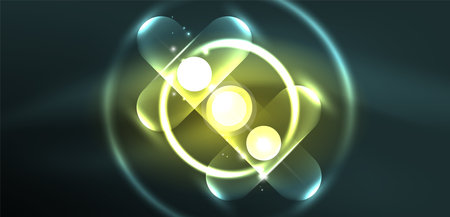 Abstract glowing neon light techno circles backgroundのイラスト素材