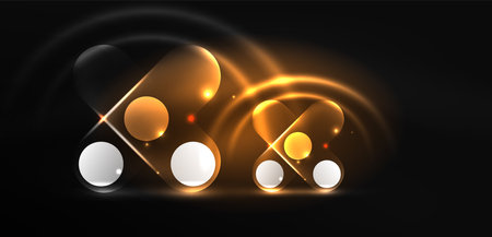 Abstract glowing neon light techno circles backgroundのイラスト素材