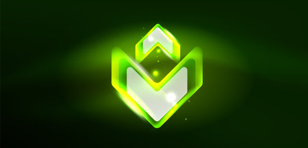 Neon glowing techno lines and arrows, hi-tech futuristic abstract background templateのイラスト素材
