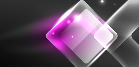 Neon speed arrow and line shapes background. Hi-tech concept with shiny backdrop. Bright flare light effect in the darkのイラスト素材