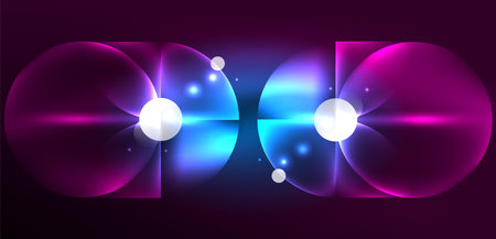 Neon light glowing circles vector abstract backgroundのイラスト素材