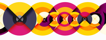 Circles with shadows trendy minimal geometric composition abstract backgroundのイラスト素材