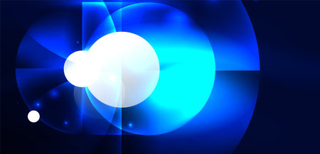 Abstract background blue shiny glowing neon color round elements and circles. Techno futuristic vector Illustration For Wallpaper, Banner, Background, Card, Book Illustration, landing pageのイラスト素材