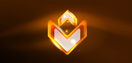 Neon glowing techno lines and arrows, hi-tech futuristic abstract background templateのイラスト素材