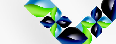 Vector abstract geometric background. Techno flower petals concept. Wallpaper or texture design, bright poster, banner, flyerのイラスト素材