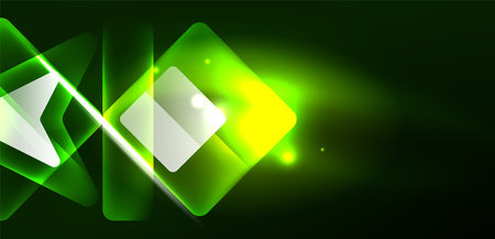 Neon glowing techno lines and arrows, hi-tech futuristic abstract background templateのイラスト素材