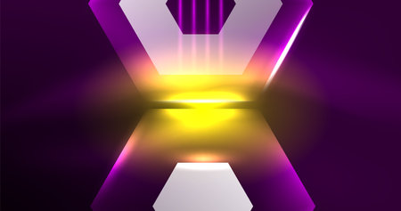 Neon hexagon background. Hi-tech design for wallpaper, banner, background, landing page, wall art, invitation, prints, postersのイラスト素材