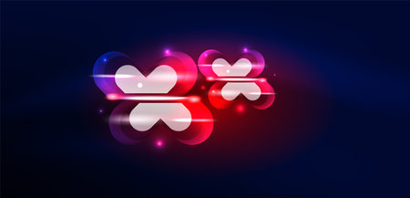 Abstract background glowing neon light geometric shapes. Space cosmic or magic energy vector wallpaper For Wallpaper, Banner, Background, Card, Book Illustration, landing pageのイラスト素材