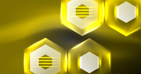 Neon hexagon background. Hi-tech design for wallpaper, banner, background, landing page, wall art, invitation, prints, postersのイラスト素材