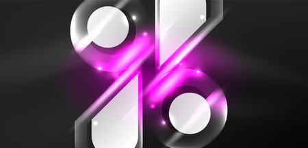 Abstract background glowing neon light geometric shapes. Space cosmic or magic energy vector wallpaper For Wallpaper, Banner, Background, Card, Book Illustration, landing pageのイラスト素材