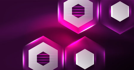 Abstract background neon hexagon vector illustrationのイラスト素材