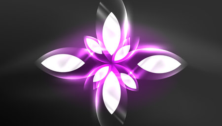 Abstract background techno neon glowing circle shapes and round elemetns with light flare effects. Hi-tech design for wallpaper, banner, background, landing page, wall art, invitation, prints, postersのイラスト素材