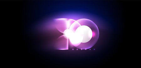 Neon light glowing circles vector abstract backgroundのイラスト素材