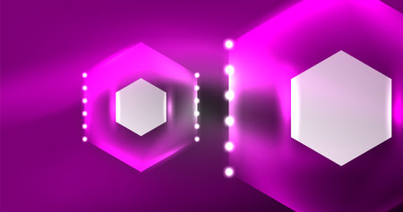 Neon hexagon background. Hi-tech design for wallpaper, banner, background, landing page, wall art, invitation, prints, postersのイラスト素材
