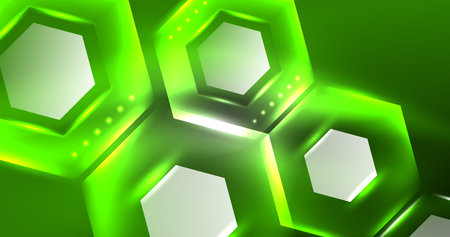 Neon hexagon background. Hi-tech design for wallpaper, banner, background, landing page, wall art, invitation, prints, postersのイラスト素材
