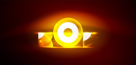 Neon light glowing circles vector abstract backgroundのイラスト素材