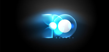 Abstract background blue shiny glowing neon color round elements and circles. Techno futuristic vector Illustration For Wallpaper, Banner, Background, Card, Book Illustration, landing pageのイラスト素材