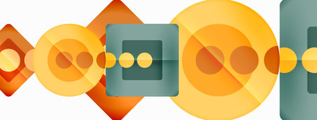 Trendy minimal geometric abstract background. Triangles, squares and circles bright colors backdrop. Vector Illustration For Wallpaper, Banner, Background, Card, Book Illustration, landing pageのイラスト素材