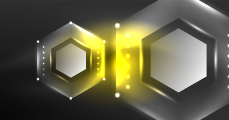 Neon hexagon background. Hi-tech design for wallpaper, banner, background, landing page, wall art, invitation, prints, postersのイラスト素材