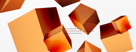 3d vector abstract background. Flying cubes composition. Trendy techno business template for...
