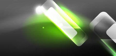 Neon speed arrow and line shapes background. Hi-tech concept with shiny backdrop. Bright flare light effect in the darkのイラスト素材