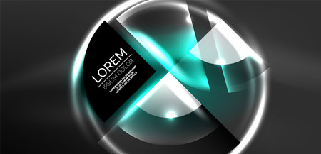 Abstract background glowing neon circles and lines with magic light effects. Hi-tech design for wallpaper, banner, background, landing page, wall art, invitation, prints, postersのイラスト素材