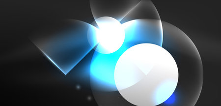 Abstract background blue shiny glowing neon color round elements and circles. Techno futuristic vector Illustration For Wallpaper, Banner, Background, Card, Book Illustration, landing pageのイラスト素材