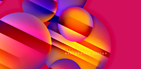 Colorful shiny and glossy circles abstract composition with light and shadow effects, geometric...