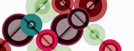 Circles with shadows trendy minimal geometric composition abstract background