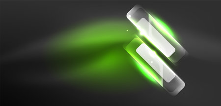 Neon speed arrow and line shapes background. Hi-tech concept with shiny backdrop. Bright flare light effect in the darkのイラスト素材