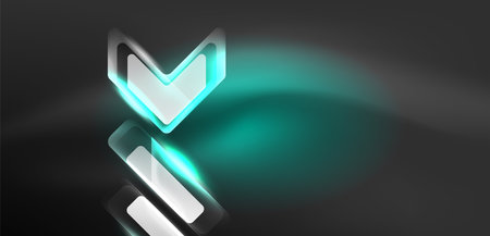 Neon glowing techno lines and arrows, hi-tech futuristic abstract background templateのイラスト素材