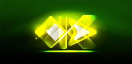 Neon glowing techno lines and arrows, hi-tech futuristic abstract background templateのイラスト素材