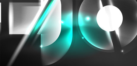 Abstract background glowing neon circles and lines with magic light effects. Hi-tech design for wallpaper, banner, background, landing page, wall art, invitation, prints, postersのイラスト素材