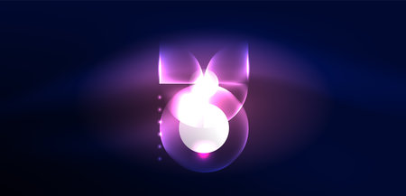 Neon light glowing circles vector abstract backgroundのイラスト素材