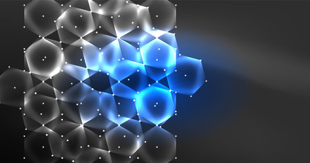 Neon hexagon background. Hi-tech design for wallpaper, banner, background, landing page, wall art, invitation, prints, postersのイラスト素材
