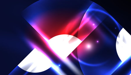 Abstract background vector neon glowing geometric elements. Hi-tech design for wallpaper, banner, background, landing page, wall art, invitation, prints, postersのイラスト素材