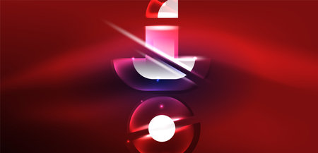 Neon round shapes, lines and triangle elements. Hi-tech design for wallpaper, banner, background, landing page, wall art, invitation, prints, postersのイラスト素材