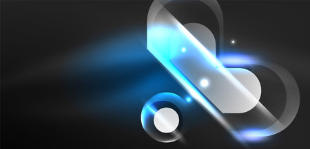 Abstract background glowing neon light geometric shapes. Space cosmic or magic energy vector wallpaper For Wallpaper, Banner, Background, Card, Book Illustration, landing pageのイラスト素材